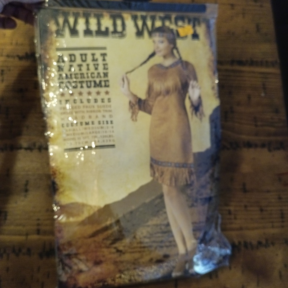 Fun World Wild West Native American Costume Adult Small Med 2-8 Faux Suede